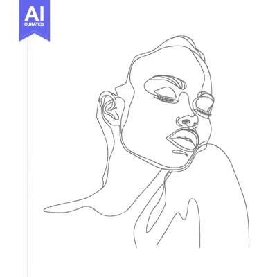 Aset premium populer: Single Line Drawing of a Woman's Face with Closed Eyes