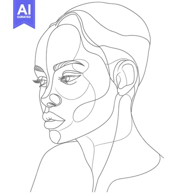 Aset desain premium: Single Line Drawing of a Woman's Face