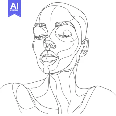Abstract Line Drawing of a Woman's Face