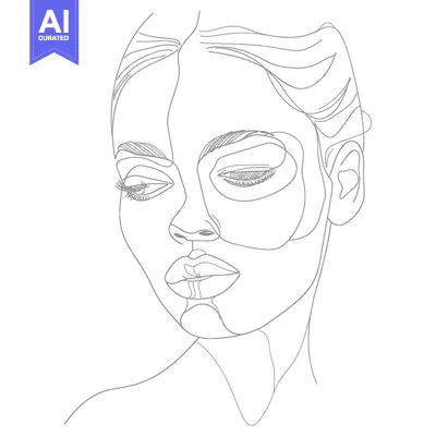 Popular premium asset: Single Line Drawing of a Woman's Face with Eyes Closed