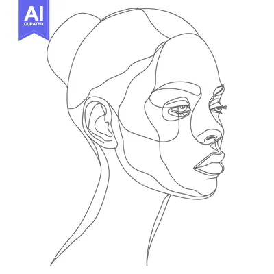 Aset premium populer: One-Line Drawing of a Woman's Face in Profile