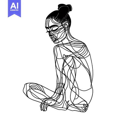 Popular premium asset: Abstract Line Art Illustration of a Woman Sitting in a Meditative Pose