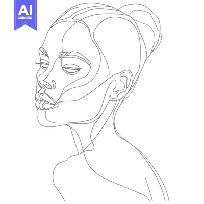 Premium design asset: Single Line Art Drawing of a Woman's Face and Neck