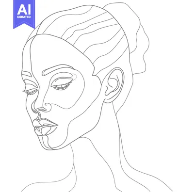 Popular premium asset: Line Art Portrait of a Woman with Closed Eyes
