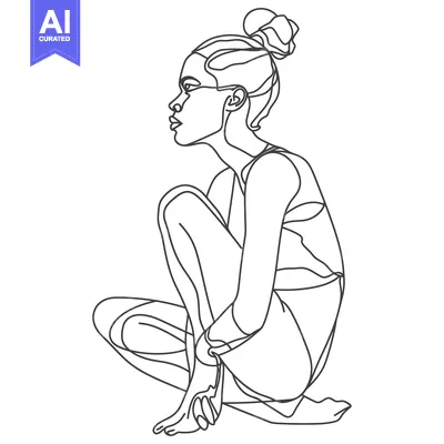 Aset premium populer: One Line Drawing of a Woman Sitting with Her Legs Crossed