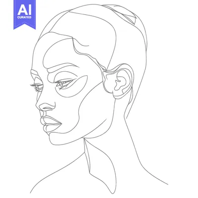 Aset desain premium: Single-Line Drawing of a Woman's Profile