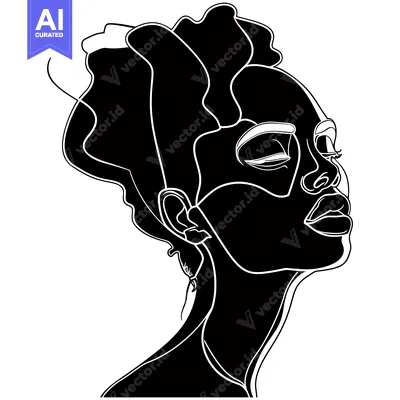 Aset premium populer: Line Art Illustration of a Woman's Profile with Closed Eyes