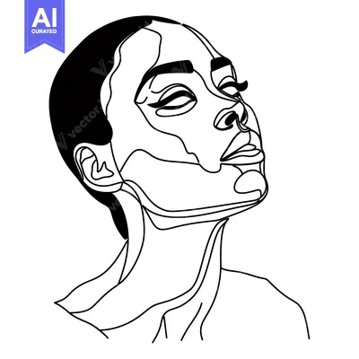 Premium design asset: Line Art Portrait of a Woman with Closed Eyes and Short Hair