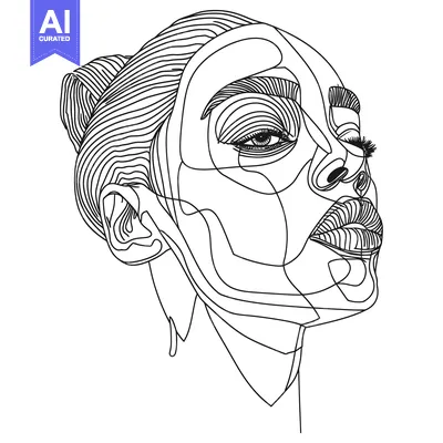 Aset premium populer: Abstract Line Art Portrait of a Woman with a Bun