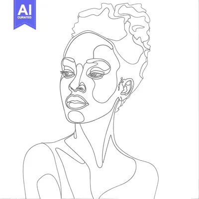 Aset premium populer: One-Line Drawing of a Woman's Face and Shoulders