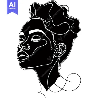 Aset premium populer: Abstract Line Art Portrait of a Woman with Closed Eyes