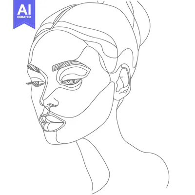 Aset premium populer: A Single Line Drawing of a Woman's Face with a Bun