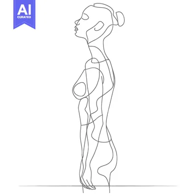 Popular premium asset: Continuous Line Drawing of a Woman Standing in Profile