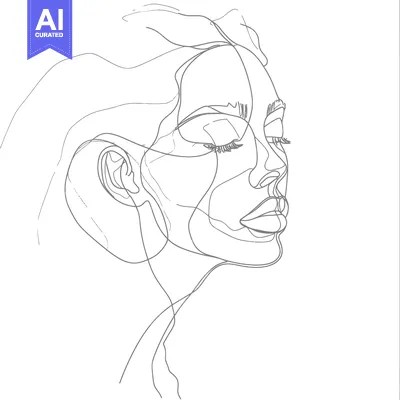 Popular premium asset: Single-Line Drawing of a Woman's Face with Eyes Closed