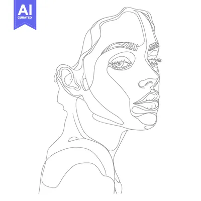Aset premium populer: Abstract Line Art Portrait of a Woman's Face