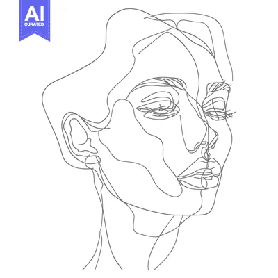 Aset premium populer: Abstract Line Drawing of a Woman's Face
