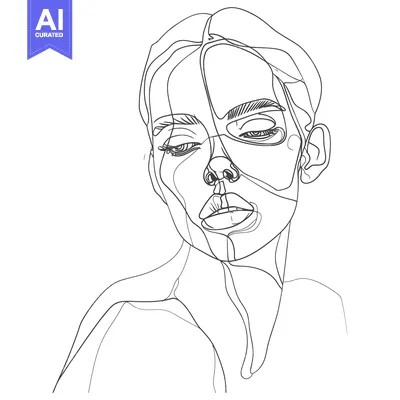 Aset premium populer: Single-Line Drawing of a Woman's Face