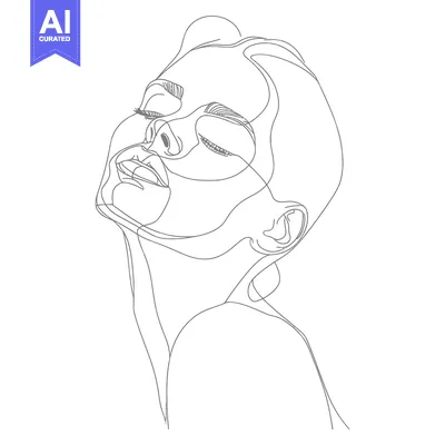 Aset desain premium: Continuous Line Drawing of a Woman's Face with Eyes Closed