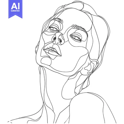 Aset desain premium: Line Art Portrait of a Woman with Closed Eyes