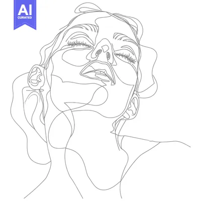 Aset desain premium: Single-Line Art Portrait of a Woman with Closed Eyes