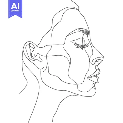 Aset desain premium: Single-Line Drawing of a Woman's Face in Profile