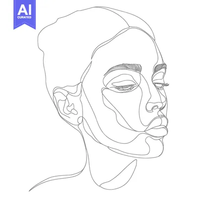 Premium design asset: Single Line Drawing of a Woman's Face with Eyes Closed