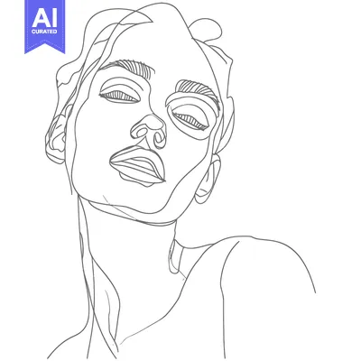 Popular premium asset: A single-line drawing of a woman's face with her eyes closed