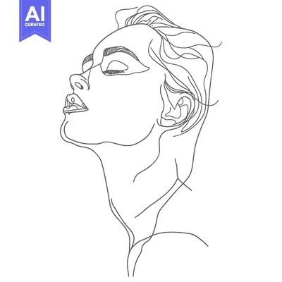 Aset desain premium: Single-Line Art Portrait of a Woman with Closed Eyes