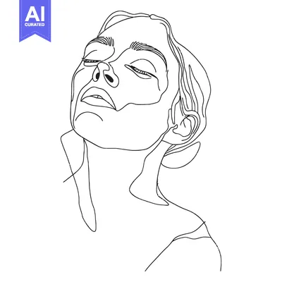 Aset premium populer: Line Art Portrait of a Woman with Closed Eyes
