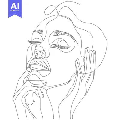 Aset premium populer: A Single-Line Abstract Portrait of a Woman with Closed Eyes