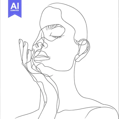 Premium design asset: Single Line Drawing of a Woman with Closed Eyes
