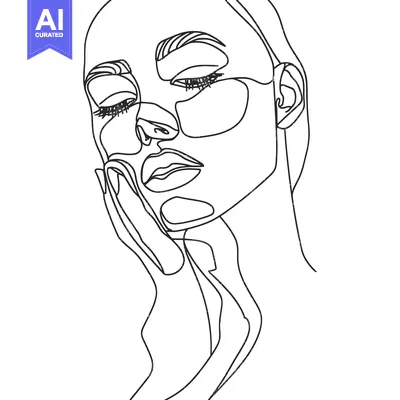 Popular premium asset: Single-Line Abstract Drawing of a Woman's Face with Closed Eyes