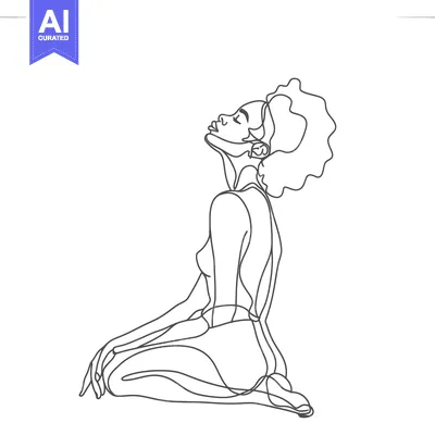 Popular premium asset: Single Line Drawing of a Woman Sitting on Her Knees
