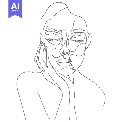 Premium design asset: Single-Line Illustration of a Woman's Face in Profile with Closed Eyes