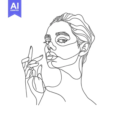 Popular premium asset: One-Line Art Portrait of a Woman with Her Hair Pulled Back