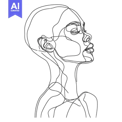 Aset premium populer: Single-Line Abstract Illustration of a Woman's Profile