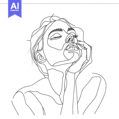 Premium design asset: Single-Line Drawing of a Woman with Closed Eyes