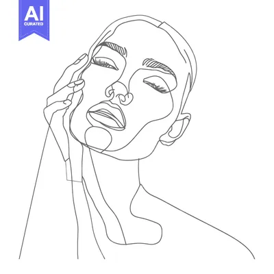 Popular premium asset: Single-Line Drawing of a Woman's Face with Closed Eyes