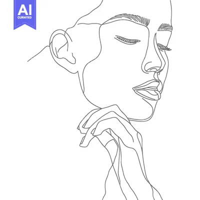 Popular premium asset: A Single Line Drawing of a Woman's Face and Hand