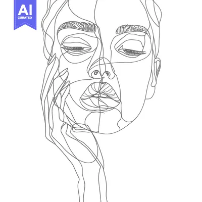Aset premium populer: Continuous Line Drawing of a Woman's Face