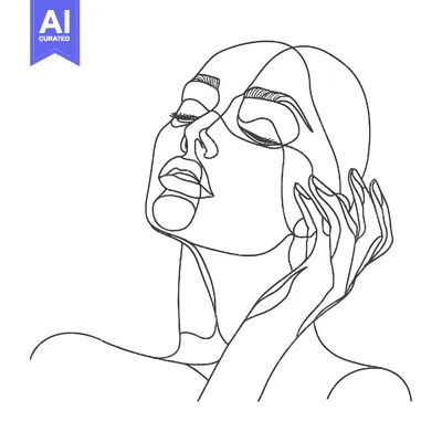 Premium design asset: One-Line Drawing of a Woman's Face and Hand