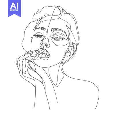 Aset premium populer: Single Line Drawing of a Woman's Face in Profile