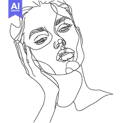 Premium design asset: Abstract Line Drawing of a Woman's Face
