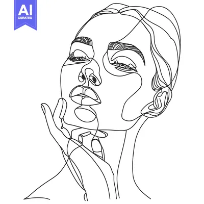 Premium design asset: Abstract Line Drawing of a Woman's Face and Hand