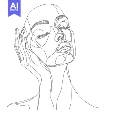 Premium design asset: Single-Line Drawing of a Woman's Face with Eyes Closed