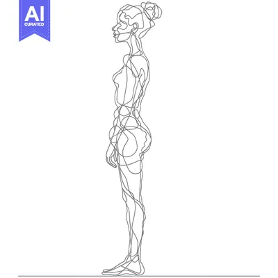 Premium design asset: Continuous Line Drawing of a Woman in Profile