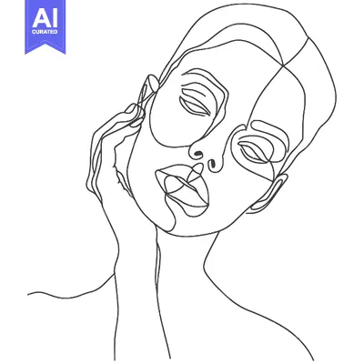 Aset desain premium: Single Line Art Drawing of a Woman's Face