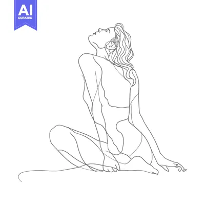 Popular premium asset: A One-Line Drawing of a Woman Sitting with Head Tilted Back