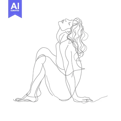 Aset premium populer: One-Line Drawing of a Woman Sitting with Head Tilted Back