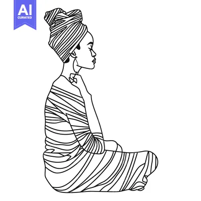 Popular premium asset: A Woman in a Striped Dress and Head Wrap Sitting in a Meditative Pose